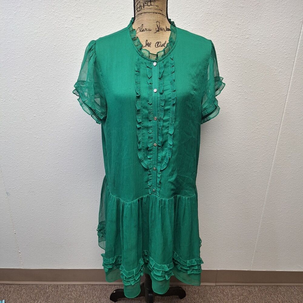 CeCe Emerald Green Ruffle Mini Dress